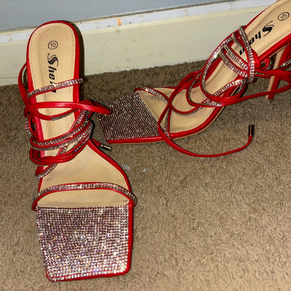 Red sparkle high heel wrap around